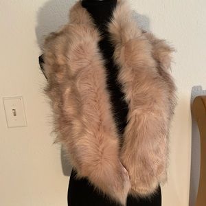 Large Faux Fur Stole: Pink & Brown